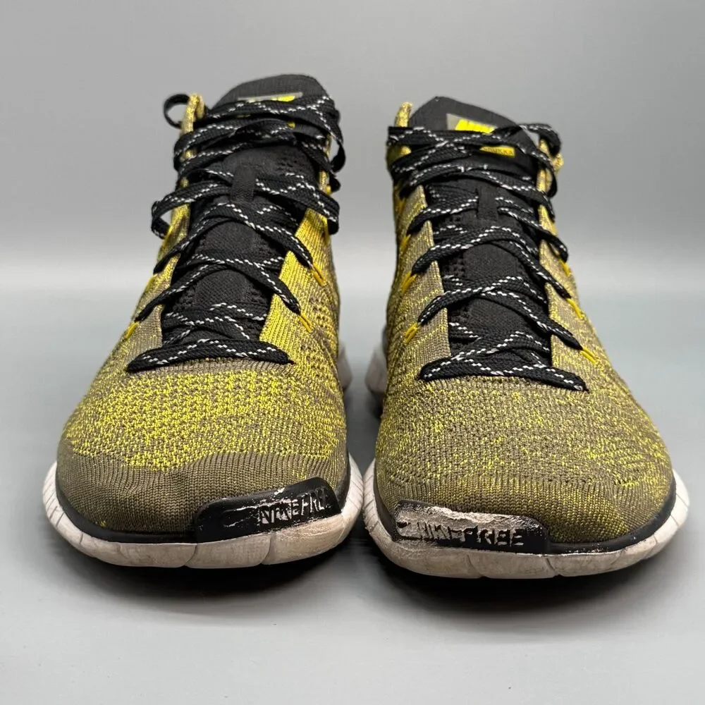 Nike Free Flyknit Chukka Men's 8 Green Gold Lace-Up Athletic Running Sneakers